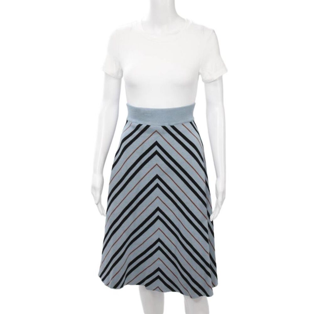 Paper Parachute Womens A-Line Striped Midi Skirt Black 70% Viscose Size XL